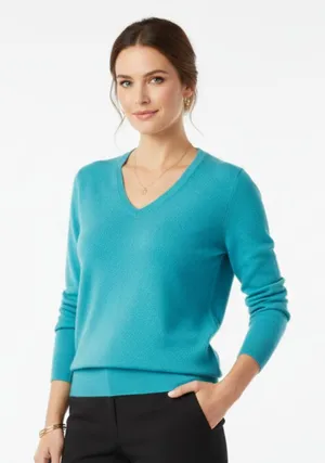 100% Cashmere Blue Long Sleeve V Neck Sweater From Peck & Peck M thumbnail 1
