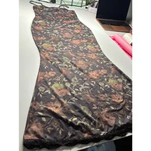 ROMWE Floral Lace Hem Maxi Slip Dress XS 90s Vintage Grunge Academia Cottagecore thumbnail 2
