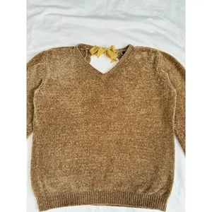 Buffalo Women’s David Bitton Yellow Knit Sweater Long Sleeve Cut Out Back Size L thumbnail 5
