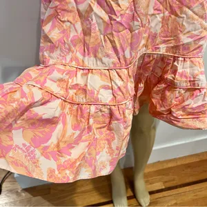 Olivaceous Pink Floral Dress Sz M Puff Sleeves Ruffle thumbnail 4