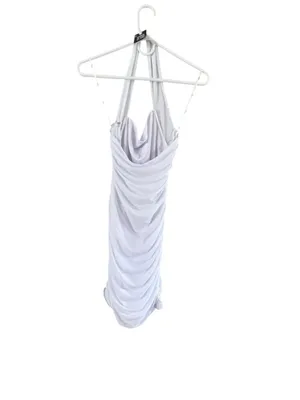 Women's Lulus White Halter Ruched Mini Dress M thumbnail 3