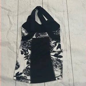 Lululemon black floral tank top thumbnail 3