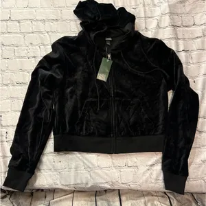 Wild Fable Black Velour Zip-Up Hoodie Women’s S NWT thumbnail 4