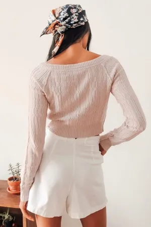 Free People Cropped Mimi Cardigan Sugar Crystals XS thumbnail 3