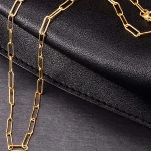 Gold Paperclip Necklace – Minimalist Geo thumbnail 3