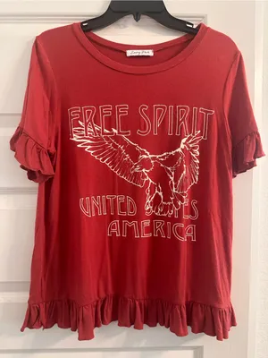 Emory Park Red "Free Spirit" Ruffle Sleeve Tee thumbnail 1