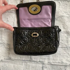 Coach mini shoulder/crossbody bag w/twist latch closure w/satin inner lining 6.5”x5” thumbnail 6