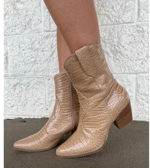 COCONUTS by Matisse Bambi Crocodile Pointed Toe Zippered Cowboy Booties Womens 8 thumbnail 1