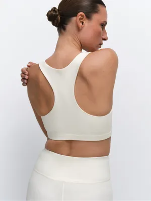 Mate The Label Organic Stretch Sports Bra Size Small Organic Cotton Cream Bone thumbnail 6