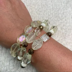 White Fox Clear Rainbow Elastic Beaded Bracelets - Set of 3 thumbnail 1