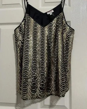 Andree By Unit Gold Sequin Black Sleeveless Tank For Party Sz 1X NWT $51 thumbnail 5