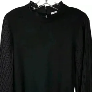Sioni Women's Black Sheer Pleated Sleeve Mock Neck Blouse Size M‎ thumbnail 11