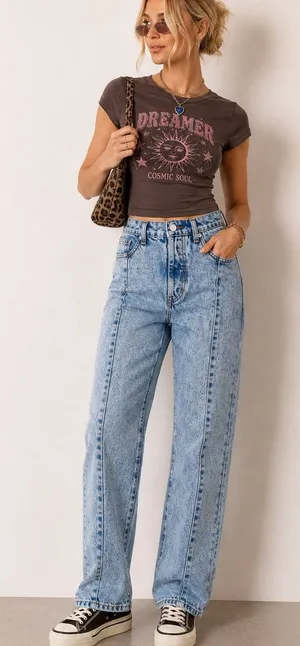 Revice Denim Blue Acid Wash Straight Leg Jeans Womens 24 High Rise Button Fly Casual thumbnail 1