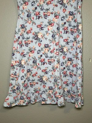 Reformation Nevada Blue Floral Print Ruffle Hem Mini Dress Women’s Size Small thumbnail 7