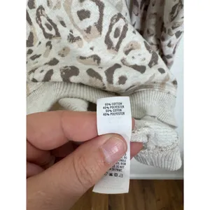 Aerie Womens Leopard Print Quarter Zip Sweatshirt Tan Beige Medium thumbnail 4