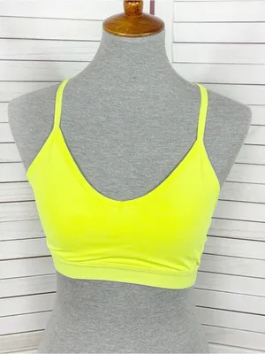Athletic Works Racer‎ Back Sports Bra Neon Yellow Medium thumbnail 1