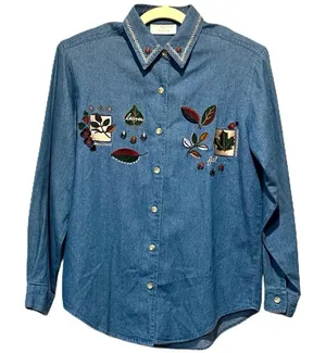 Vintage NWT “dead stock” Christopher &Banks Fall denim shirt women’s sz‎ s thumbnail 1