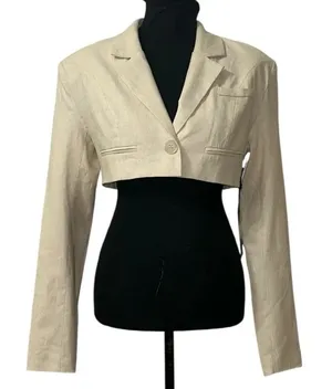 Forever 21 Beige Cropped Blazer(Size Small) thumbnail 1