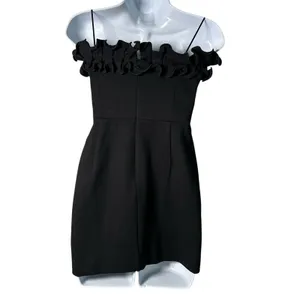 Amanda Uprichard Envy Mini Dress Sz S Black Sleeveless Ruffle thumbnail 3