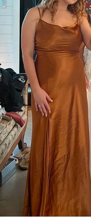 Satin Rust Dress thumbnail 2