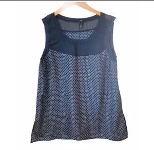 Gap Geometric Blue Sleeveless Top Blouse S 4 6 Business Casual Lightweight thumbnail 6