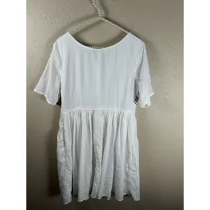 eShakti Dress Size Large White Boho Embroidered Short Sleeve Knee Length Summer thumbnail 7
