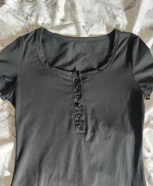 SheIn Classic Black Henley Top thumbnail 4