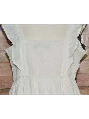 ZESICA Dress White Black Rickrack Trim Ruffle Sleeve Square Neck Sleeveless XL thumbnail 9
