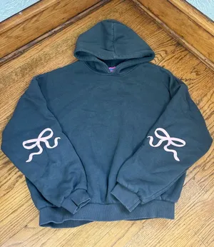 EDIKTED Bonney Bow Detail Hoodie Sweatshirt Size L thumbnail 1