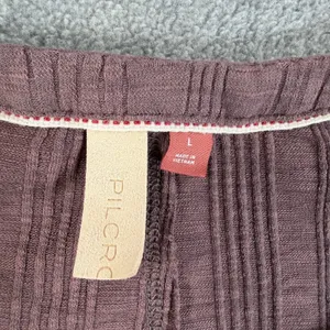 Pilcro Anthropologie Mauve Puff Sleeve Cardigan Women's Large Ribbed Stretch thumbnail 4