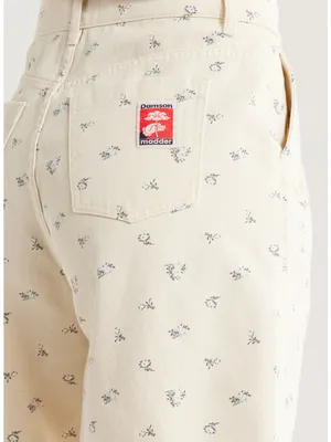 NWOT Damson Madder Anthropologie floral High waist denim Novah Shorts - Cream 8 thumbnail 2