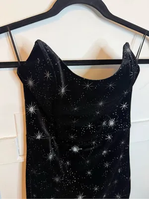 Superdown Black Velour Celestial Stevie Sweetheart Mini Dress thumbnail 7