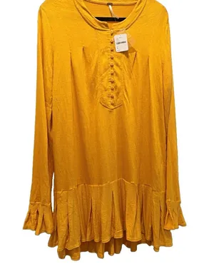 Free People NWT $78 Fall or Summer Struttin Mini Dress Bell Waffle Ruffle Hem L thumbnail 1