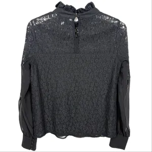 Tuckernuck Lace High Neck Sheer Balloon Sleeve Blouse Sheer Black Size Small thumbnail 4