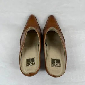 Frye Phoenix Mule‎ Cognac Leather Western Pointed Toe Block Heel 70740 Women 7M thumbnail 6