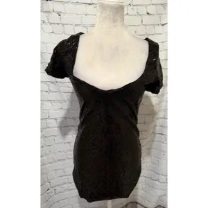 Rinko black sequined Mini Party cocktail dress Size Small thumbnail 2