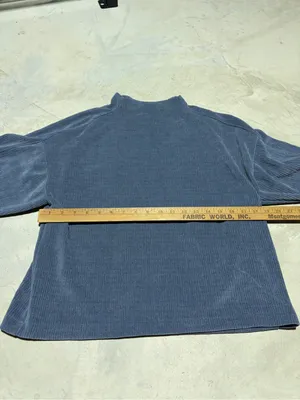 Madewell blue Ribbed Mock Neck Long Sleeve blouse medium thumbnail 3