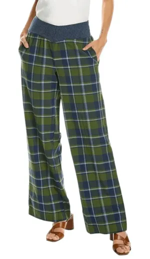 WeWoreWhat Green and Navy Plaid Pant NWT Size Small Low Rise Plaid Knit Pants thumbnail 1