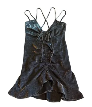 For Love & Lemons Skivvies Spaghetti Strap Sparkle Mini Dress Nightie Sz Small thumbnail 1