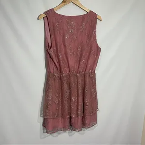 Lovers + Friends Rayna Mini Dress Metallic Rose‎ Large Coquette Romantic thumbnail 11