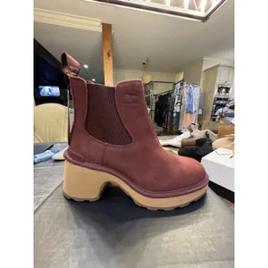 SOREL Womens Maroon Back Pull-Tab 1" Platform Hi-line Block Heel Chelsea Boot thumbnail 2