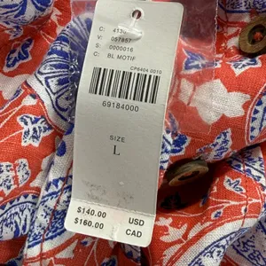 Maeve Anthropologie Halter Dress Button Front Linen‎ Blend Red Blue Large thumbnail 8