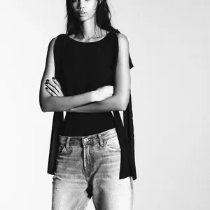 Zara NWT bow sleeve georgette black bodysuit thumbnail 2