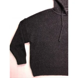 Nuuds Ribbed‎ Knit Hoodie Women Small Gray Oversized Wool Blend Loungewear thumbnail 4