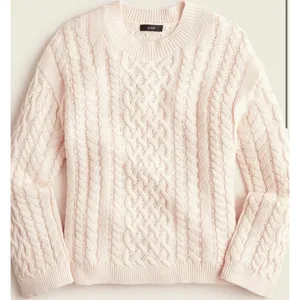 J.Crew Cotton-Cashmere‎ Cable-Knit Relaxed Crewneck Pullover Sweater Size M thumbnail 1