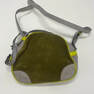 Meredith Wendell suede and leather handbag. Gray thumbnail 4