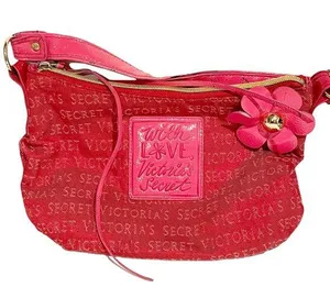 Victorias Secret Red Pink Small Hand Purse Love Flower Handbag thumbnail 1