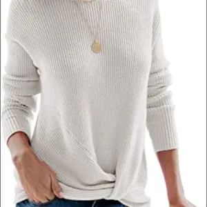 ✨Long Sleeve Sweater Twist Knot Front Pullover✨ Gray thumbnail 2