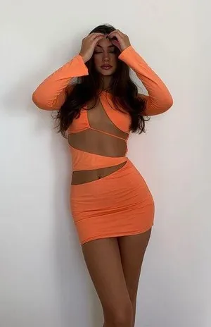 Tiger Mist Orange asymmetric Dress thumbnail 2