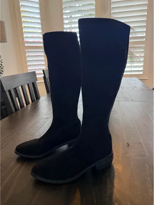 Cocon Black Pull On Knit Sock Boots Women 36 (US 6) Small Calf Stretch Cute thumbnail 1